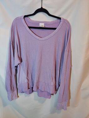 OFFLINE by Aerie Wow! Waffle Notch Neck Thermal Top Lavender - M